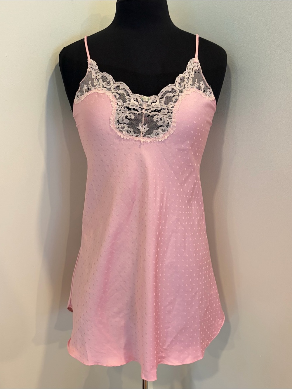 Vintage Victoria’s Secret Pink Satin Lace Chemise Slip Dress Y2K Small